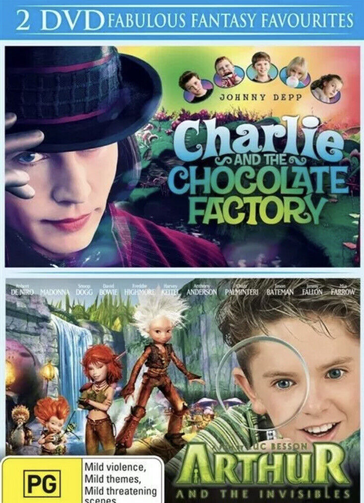 2 Disc DVD Double Feature Charlie &The Chocolate Factory Arthur & The Invisibles