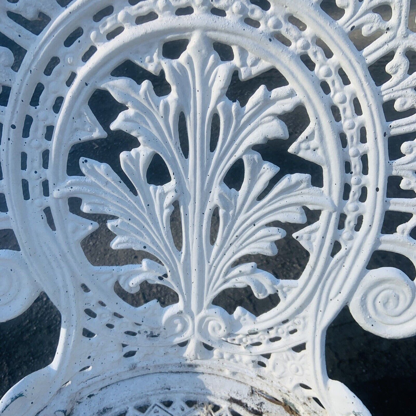 3x Rustic Dining Patio Chairs Cast Aluminium Federation White Painted Garden