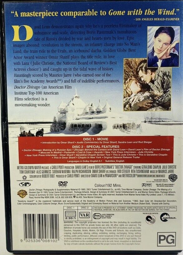 2 Disc DVD DOCTOR ZHIVAGO Movie Special Edition Film 1965 Omar Sharif Sealed NEW