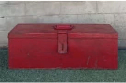 Red Metal Toolbox  Rustic Vintage 53.5cm Heavy Storage Box w handle lockable