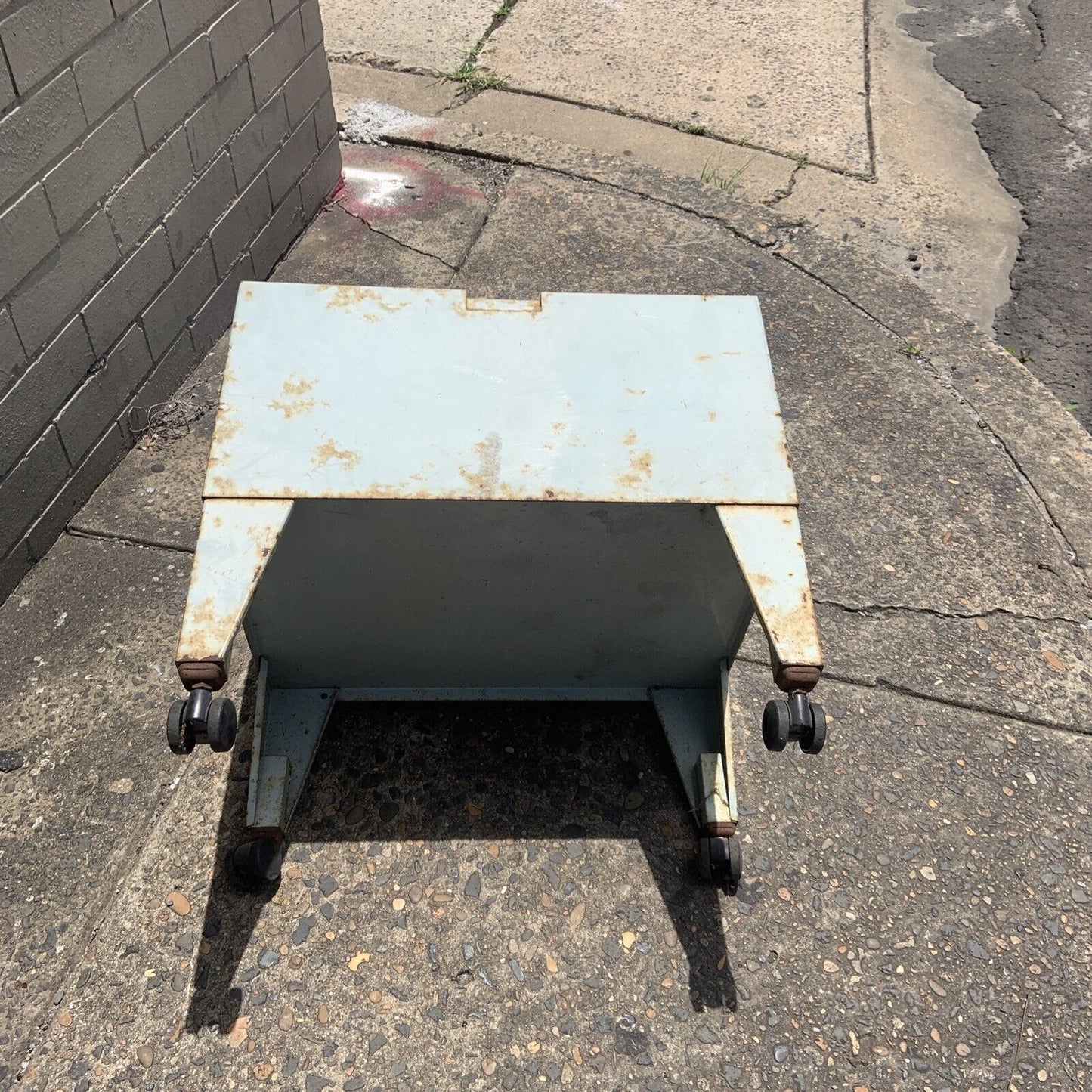 Rustic Vintage Metal Industrial Toolbox Toy Chest Strong Box Castors & Pad Seat