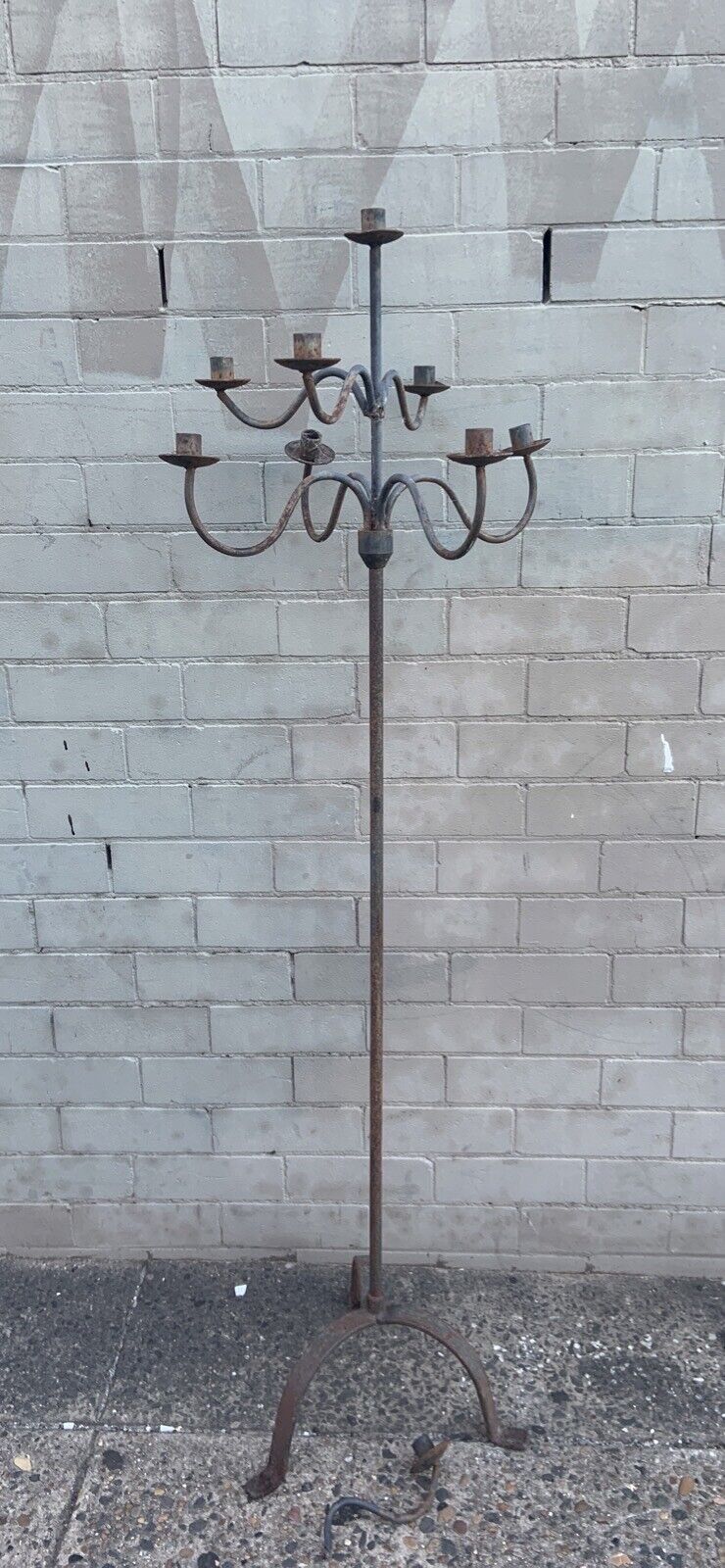 Rustic Vintage GOTHIC CANDELABRA 9 candle 151cm Hand Forged Wrought Iron  holder