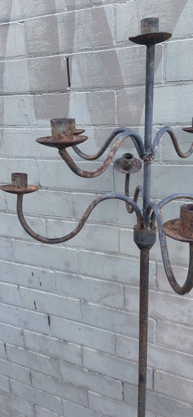 Rustic Vintage GOTHIC CANDELABRA 9 candle 151cm Hand Forged Wrought Iron  holder