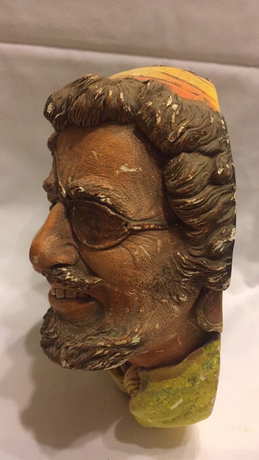 BOSSONS CHALKWARE Rustic Vintage 17cm PIRATE W Parrot Buccaneer Wall Art