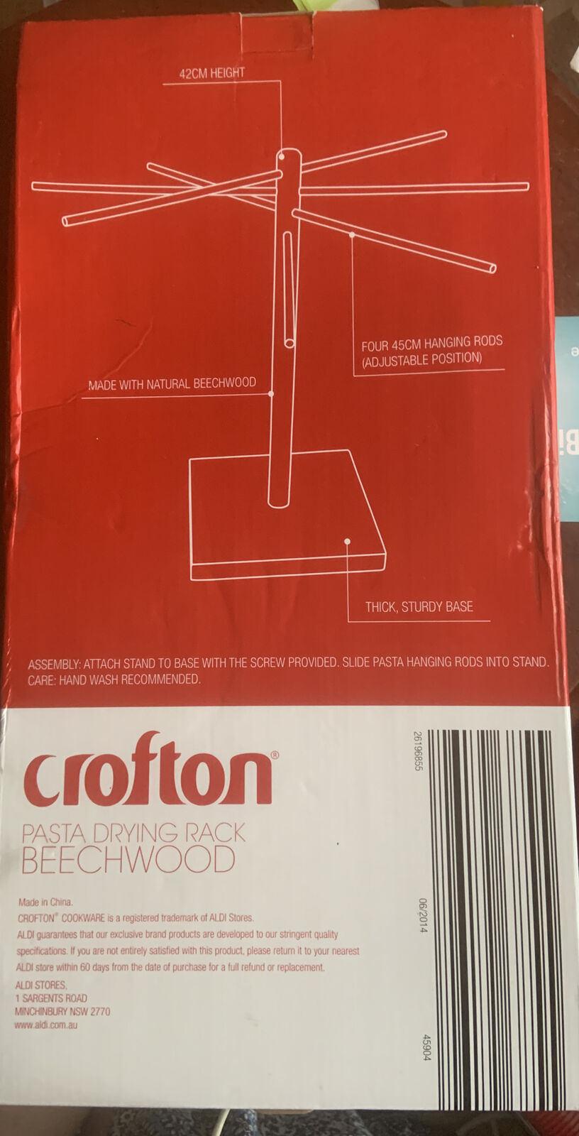 CROFTON Pasta Drying Rack Stand Maker Beechwood EasyStore Box Opened NEW