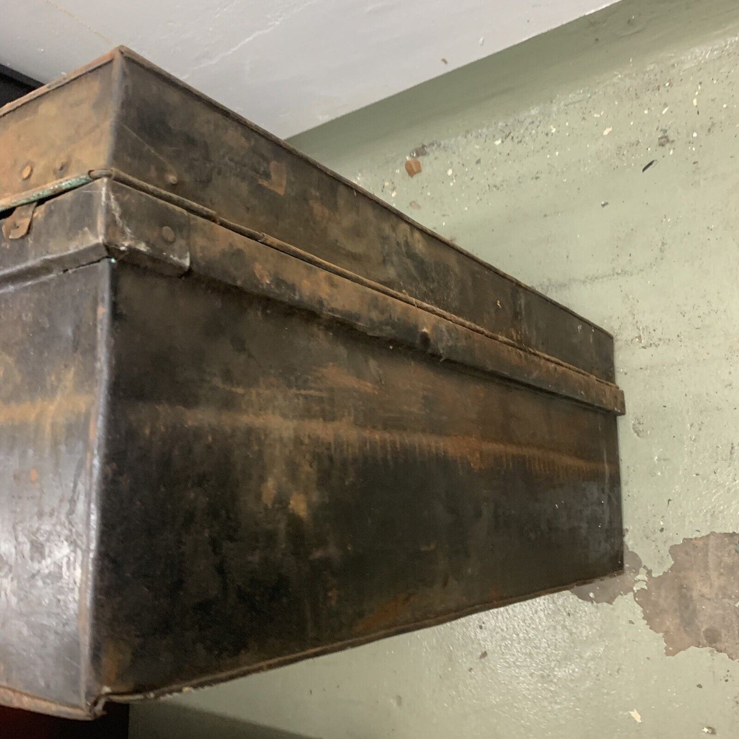 Metal Treasure Chest Trunk Rustic Vintage 84cm Steel Military Toolbox