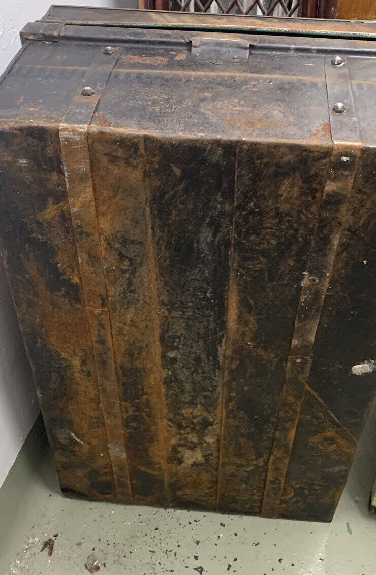 Metal Treasure Chest Trunk Rustic Vintage 84cm Steel Military Toolbox