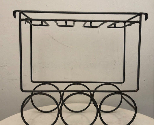 Wine Rack & Wine Glass Holder Rustic Wrought Iron Hanging Man cave Bar