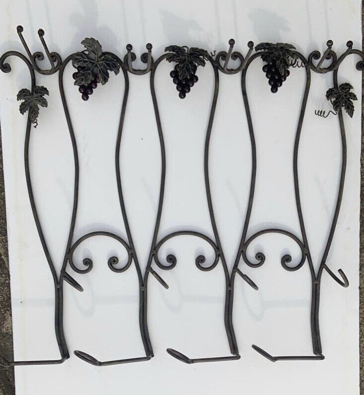 Wine Rack & Wine Glass Holder Rustic Wrought Iron Hanging Man cave Bar