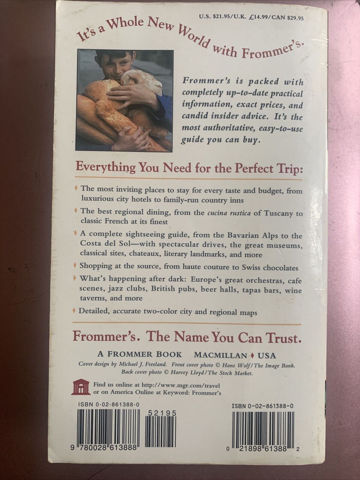 FROMMER'S EUROPE 1st Edition 1997 Alice Fellows PB Frommers Travel Guide