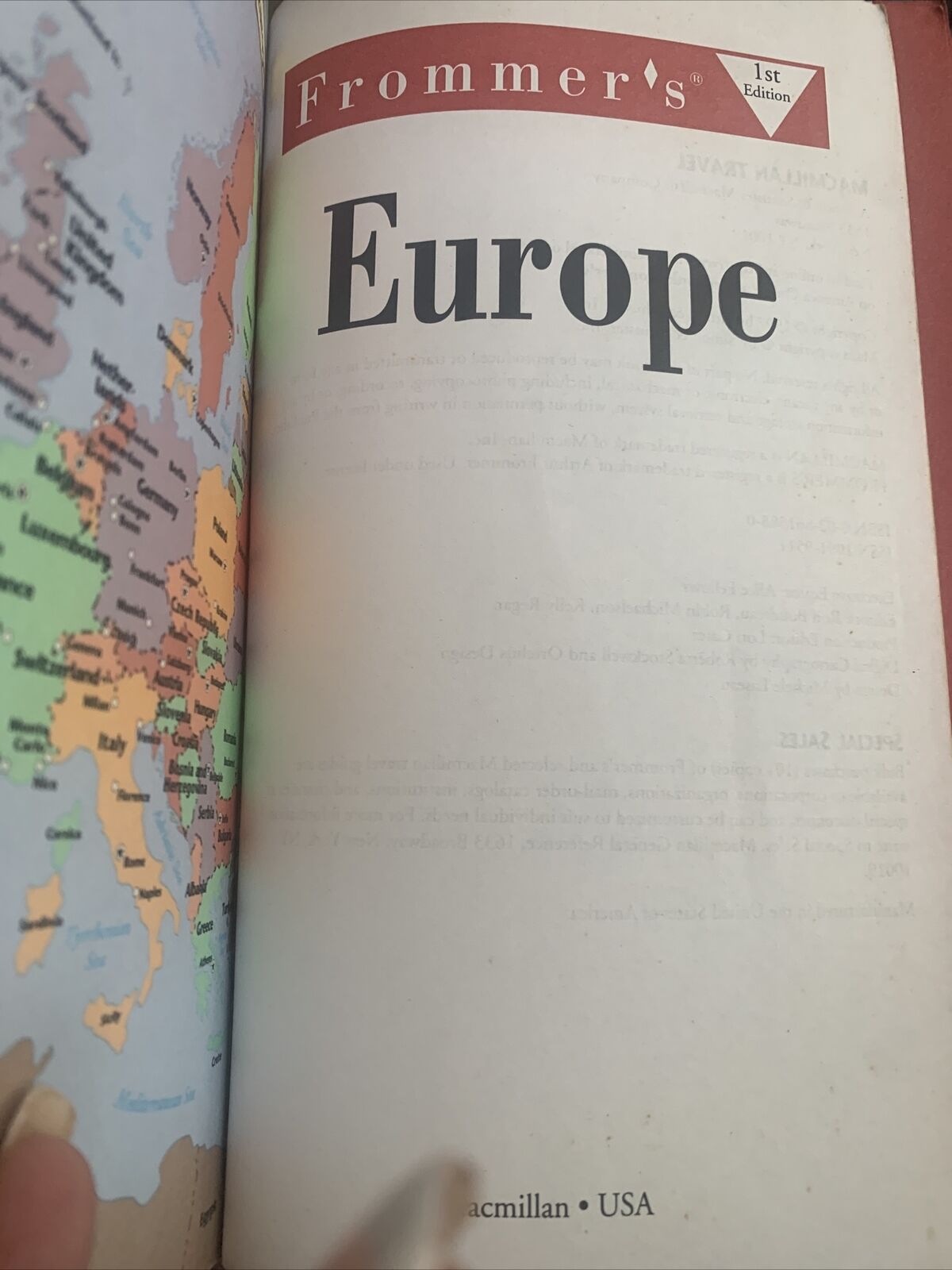 FROMMER'S EUROPE 1st Edition 1997 Alice Fellows PB Frommers Travel Guide