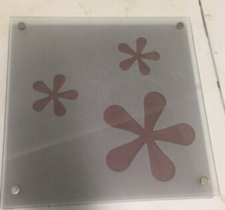 2 x 305mm IKEA SQUARE DECORATIVE GLASS WALL PLAQUES  Patterned Mounted