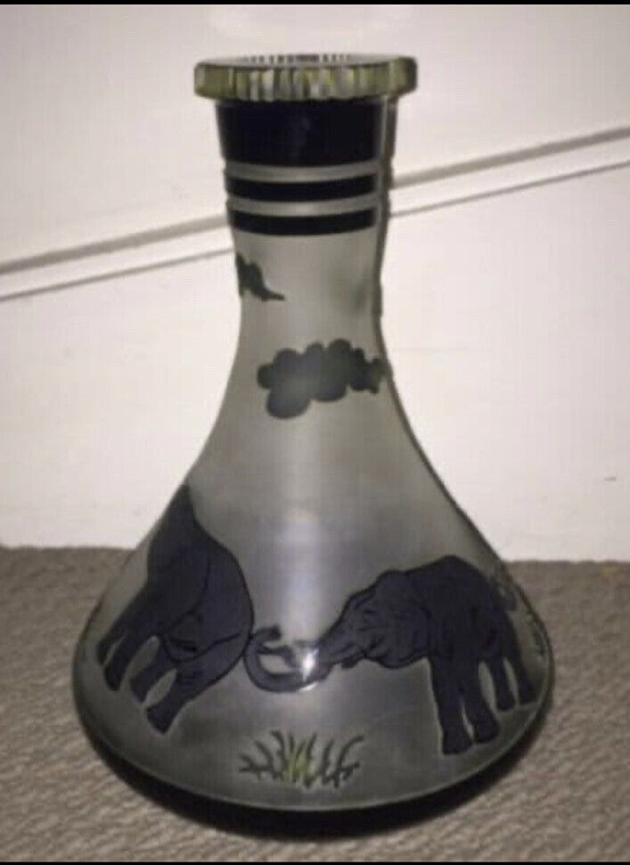 20cm GLASS BASE FOR AGILEH  or Ornamental Bottle - ELEPHANTS HAND ETCHED