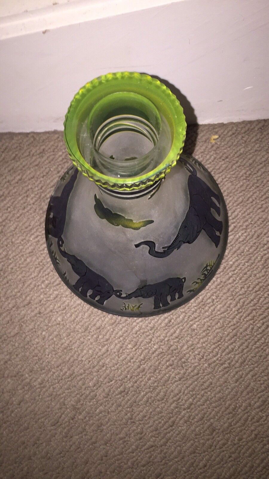 20cm GLASS BASE FOR AGILEH  or Ornamental Bottle - ELEPHANTS HAND ETCHED