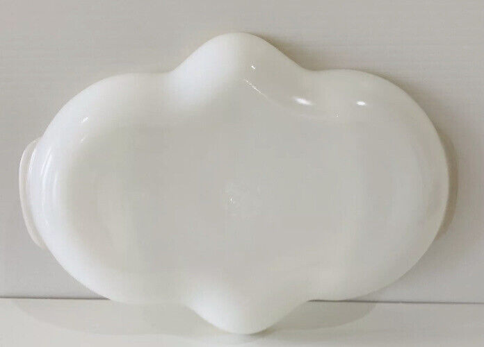 Oval Serving Dish Divided Vintage Anchor Hocking Fire King Milk Glass Gold Trim