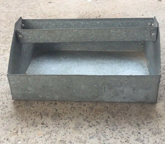 GALVANISED METAL TOOL CRAFT BOX CADDY HOLDER handy functional decor Mini 23.5cm