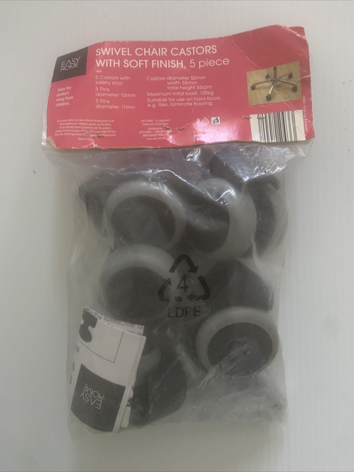 EASY HOME 5 x Office Chair Castors Swivel Wheel Slipstick Replacement Wheels NEW