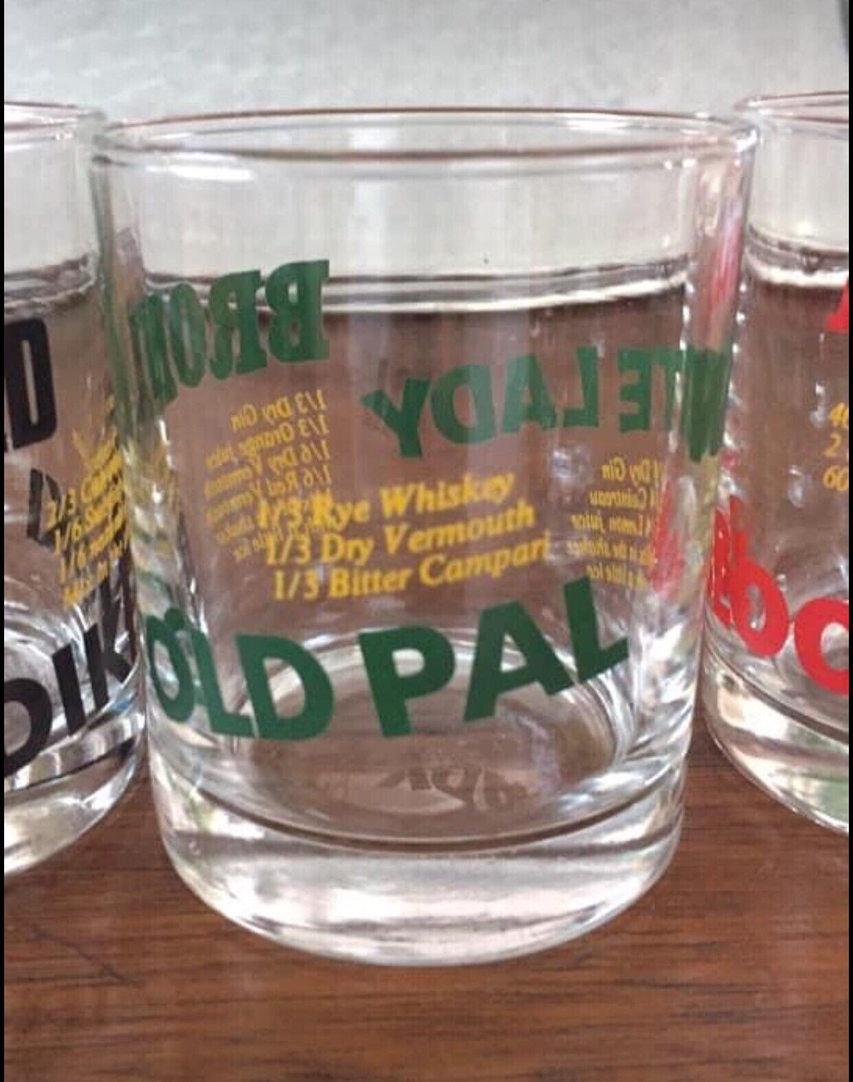 New 1980’s SET OF 4 BAR GLASSES 10 Classic Drinks Recipes on Drinking Glasses