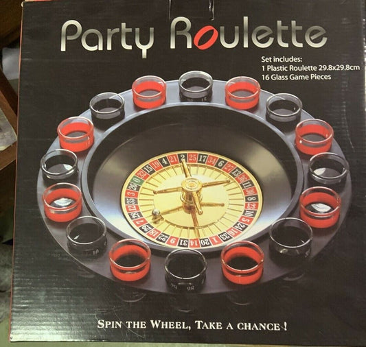 Shot Glass Drinking ROULETTE Game Set Casino Spin Party Bar *2 glasses missing