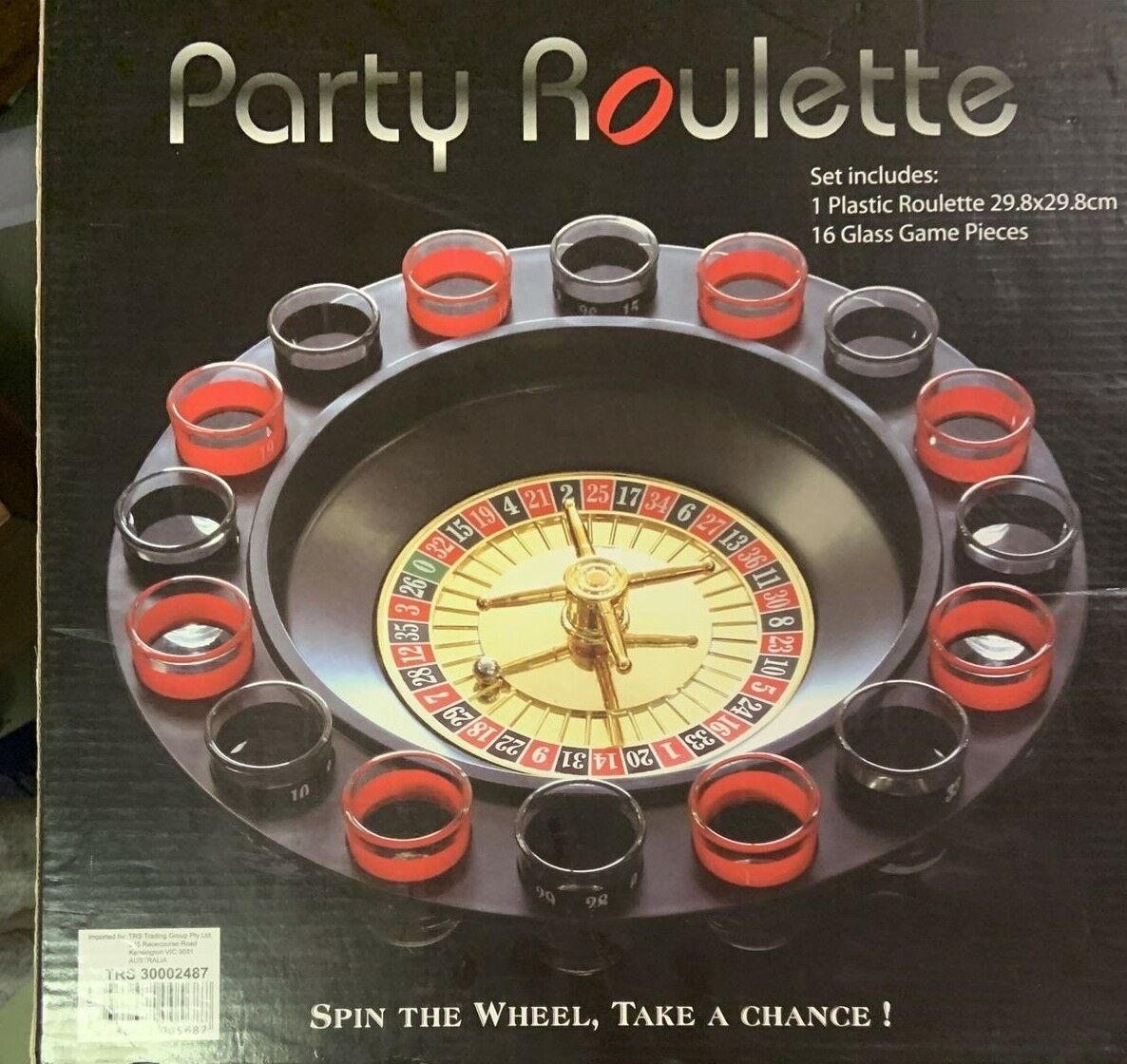 Shot Glass Drinking ROULETTE Game Set Casino Spin Party Bar *2 glasses missing