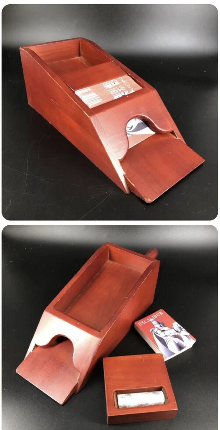 Vintage JACKPOT Playing Card Dealers Shoe MAHOGANY Wooden Weighted card feeder