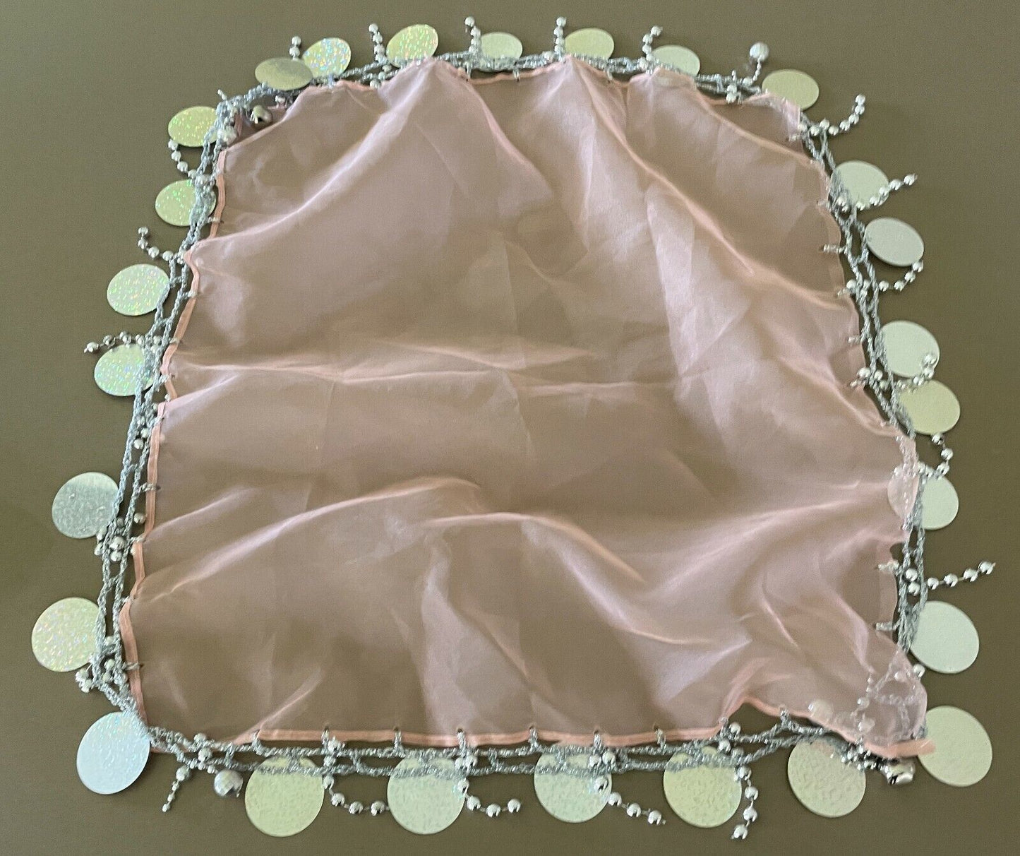 JUG COVER Blush Pink Sheer Organza Table Cloth CentrePiece Bead Disc Shimmer NEW