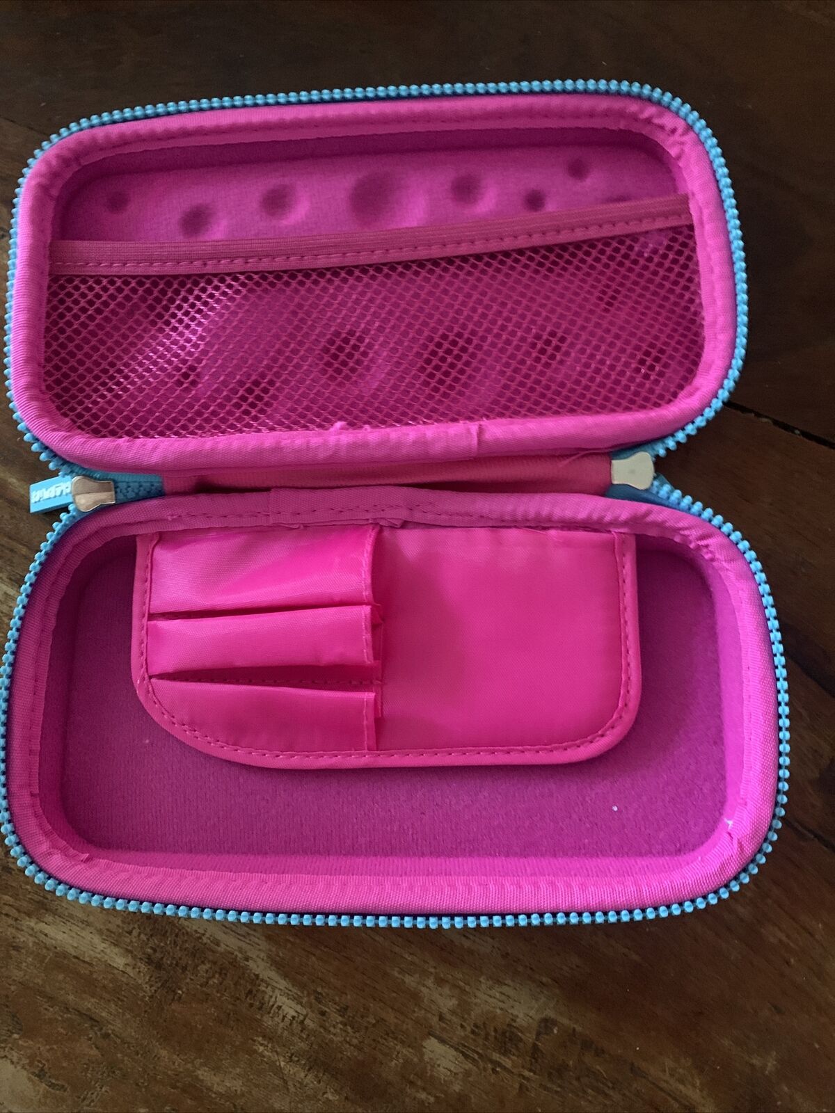 CHARMIES Pencil Case Glitter Hot Pink Bubbles 2 Zips Small Scratches on lid NEW