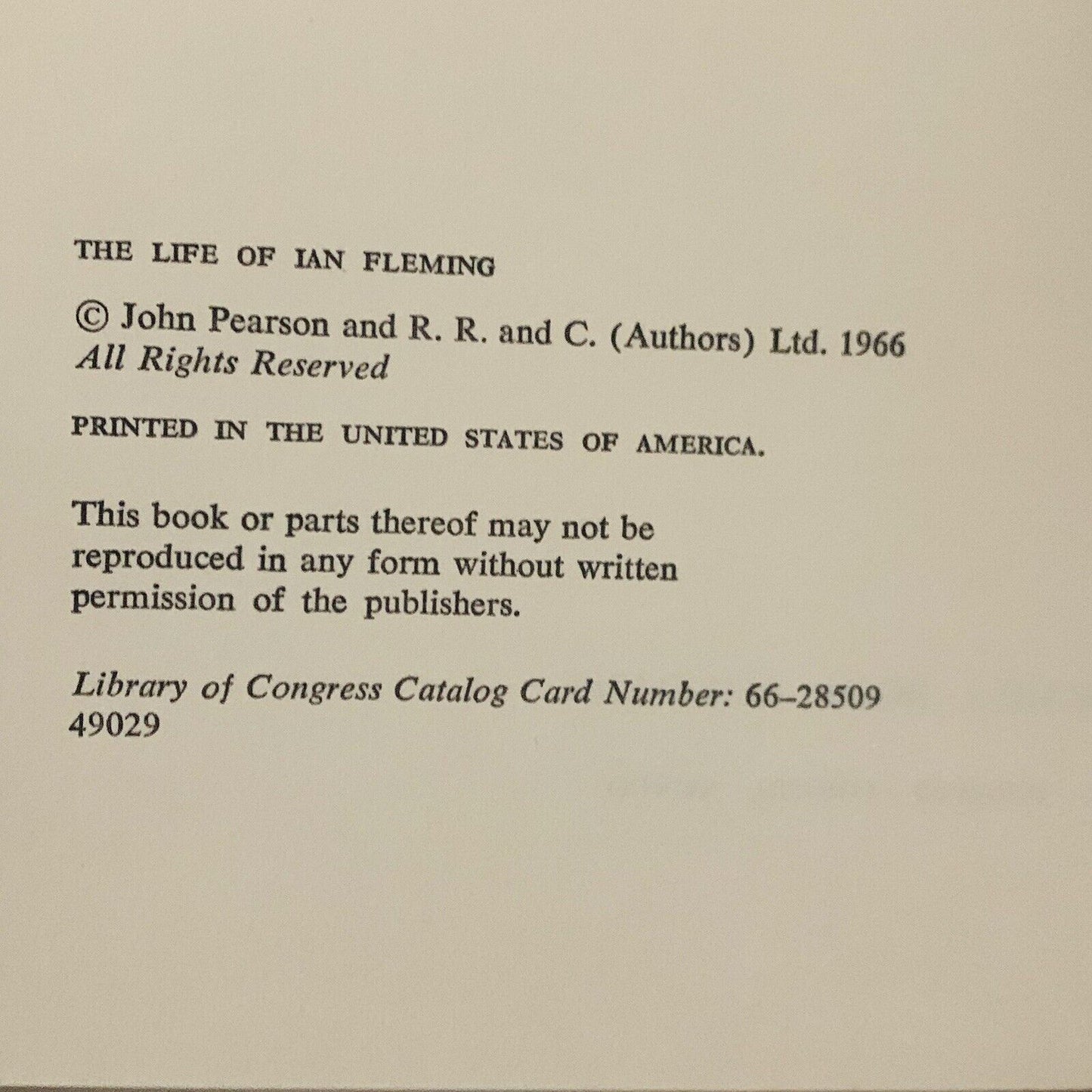 HC THE LIFE OF IAN FLEMING - John Pearson 1st USA  1966 Edition James Bond DJ