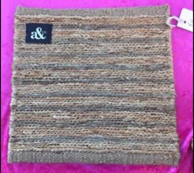 4 x ARMADILLO HEMP  Placemat Trivet 24cm Sq One Off Patterns Heavy Woven NEW
