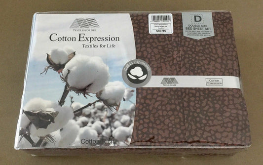 DB COTTON EXPRESSION DB Sheet Set 4 Piece Brown Spot Dot NEW