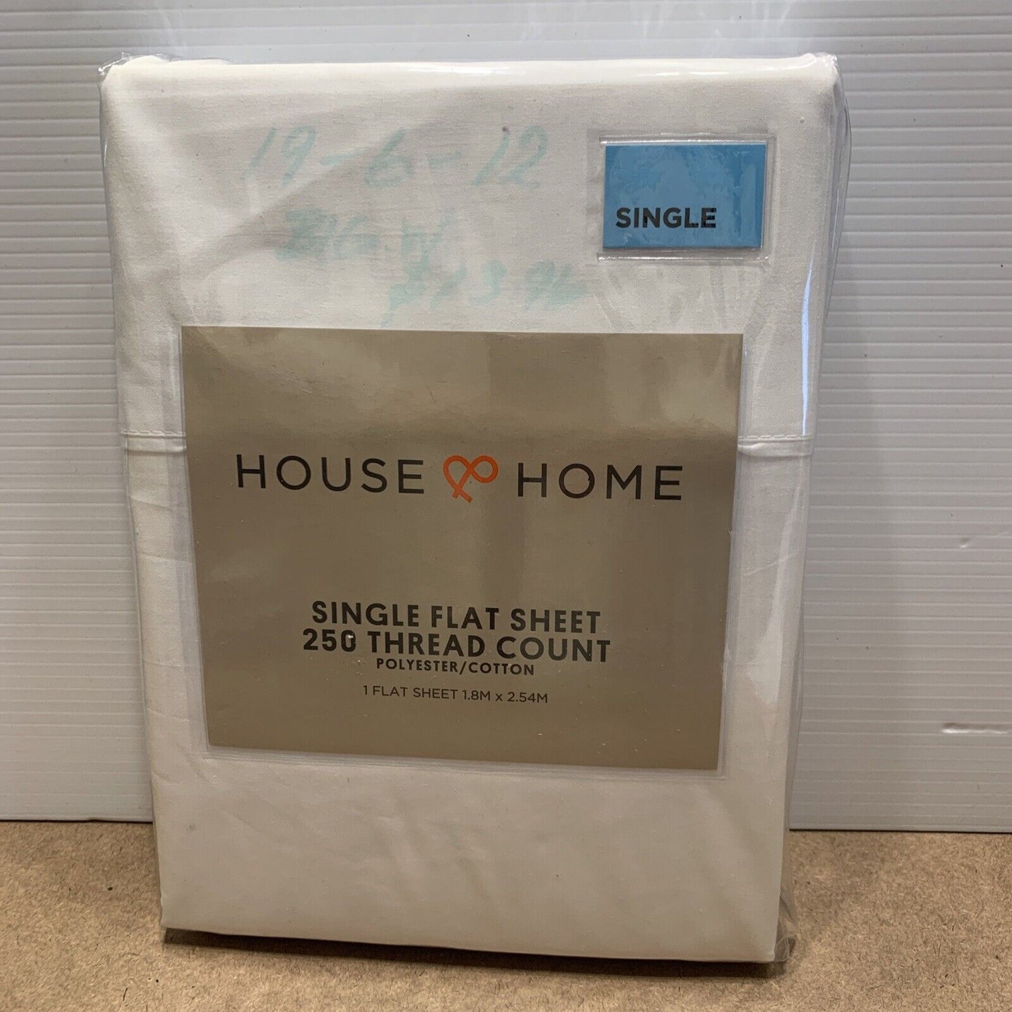 White SINGLE FLAT SHEET House & Home 250 Thread Count Poly Cotton Sealed NEW