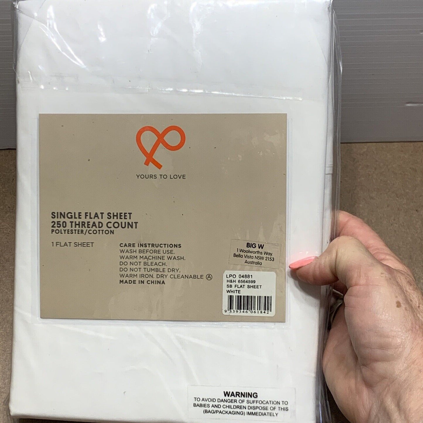 White SINGLE FLAT SHEET House & Home 250 Thread Count Poly Cotton Sealed NEW