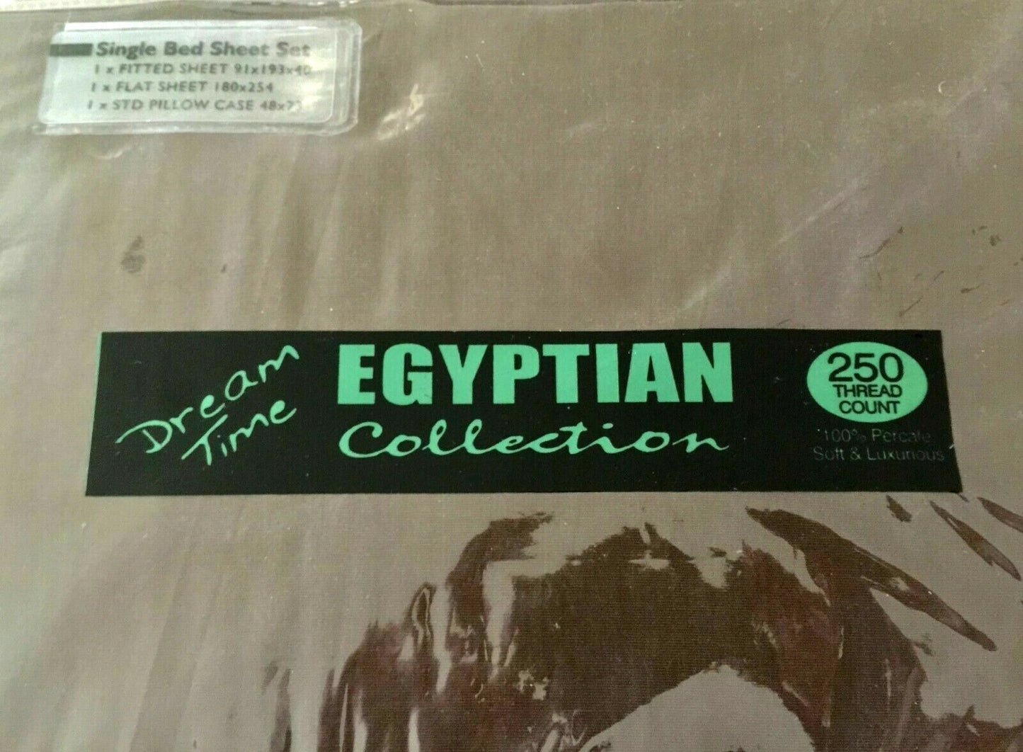 DREAM TIME EGYPTIAN COLLECTION Single Bed Sheet Set SB  Brown 100% Percale NEW