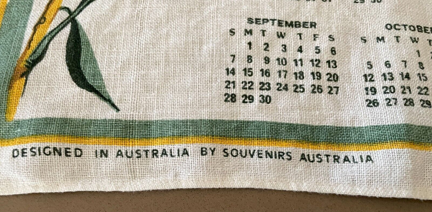 Vintage "1980" Tea Towel Young & NSW City & Country Scenes Calendar Year
