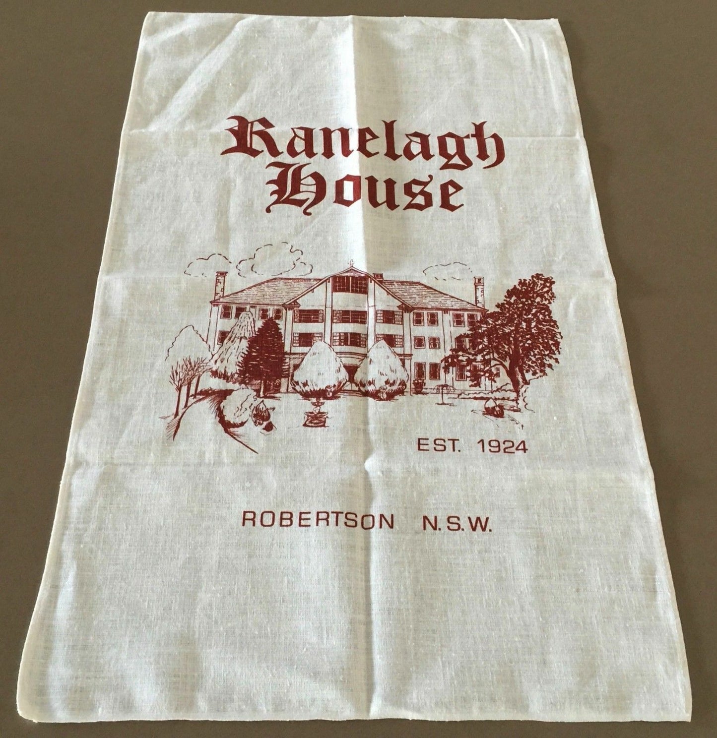 Vintage Tea Towel RANELAGH HOUSE ROBERSTON NSW Linen Souvenir NEW
