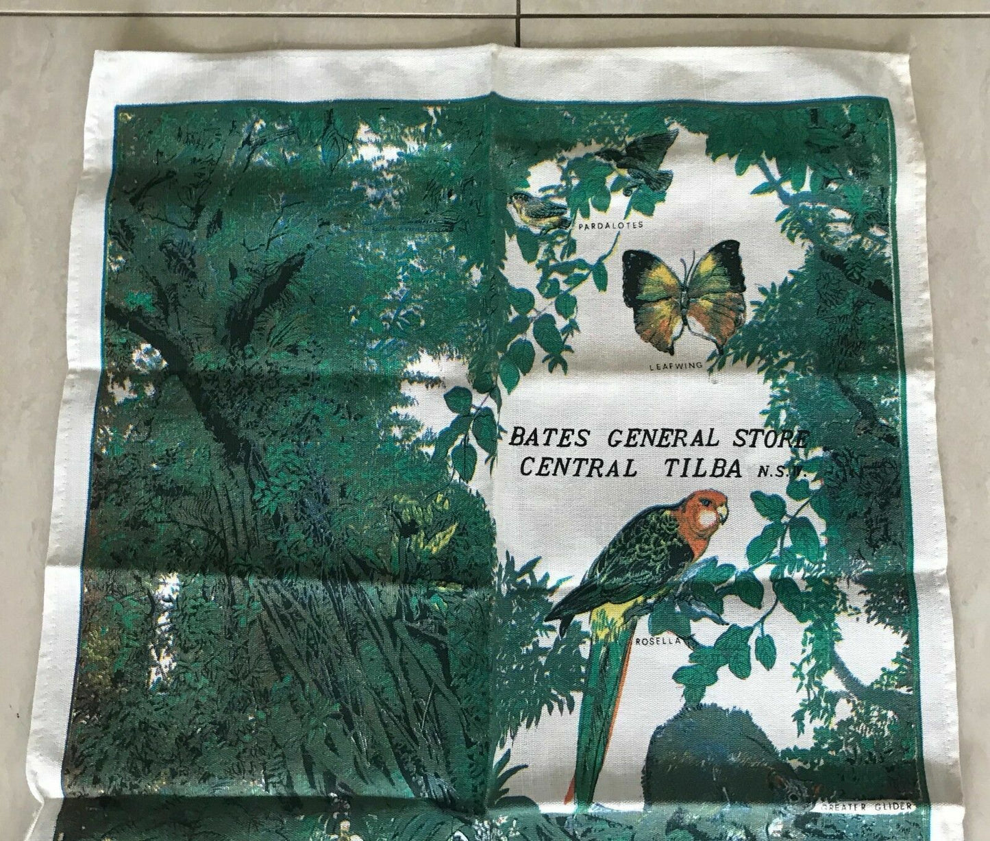 Vintage Ross Linen Cotton Tea Towel Bates General Store TILBA NSW Souvenir