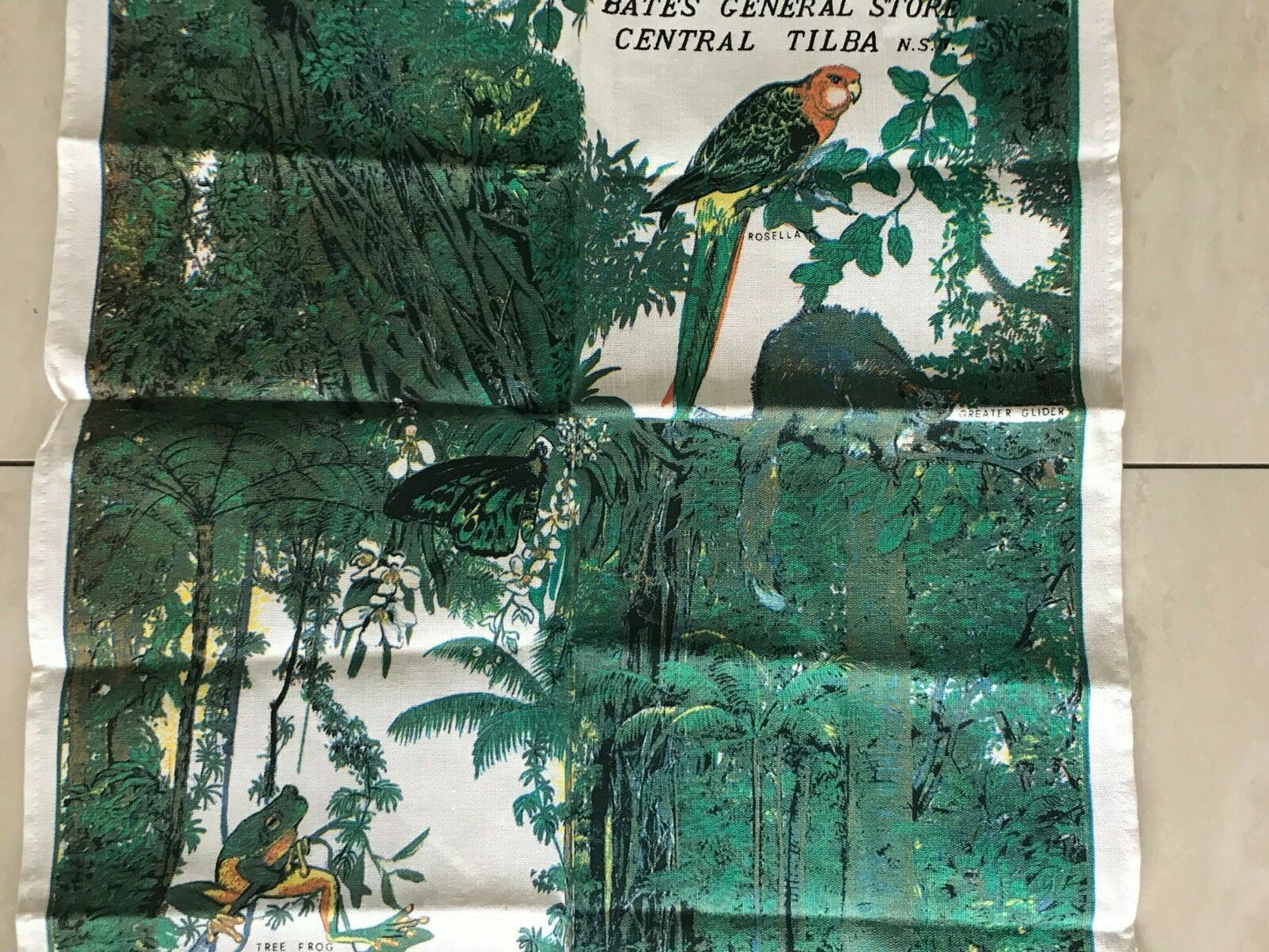 Vintage Ross Linen Cotton Tea Towel Bates General Store TILBA NSW Souvenir