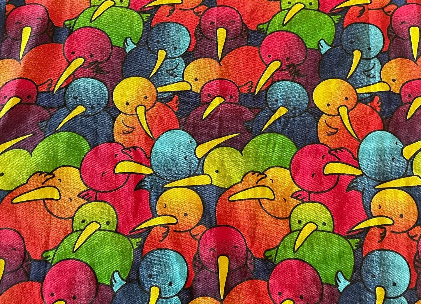Tea Towel DEREK OF NEW ZEALAND Rainbow Kiwi Multicolour Souvenir Cotton