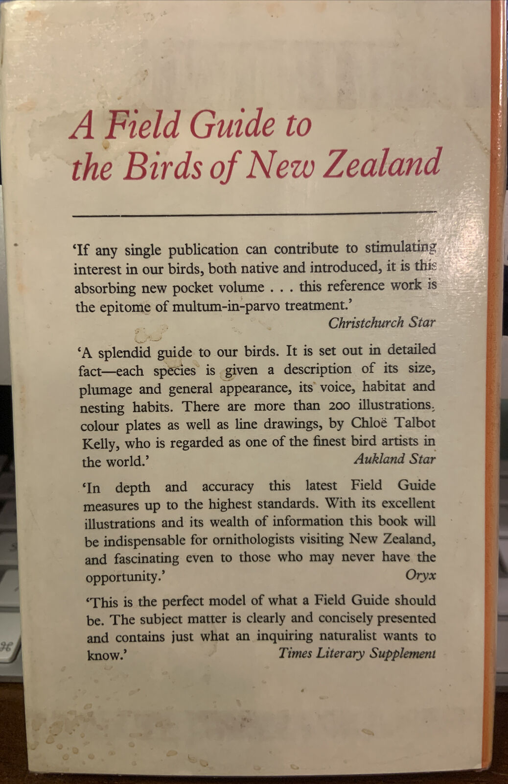 HC Book A Field Guide to the BIRDS OF NEW ZEALAND Falla Sibson Turbott 1972