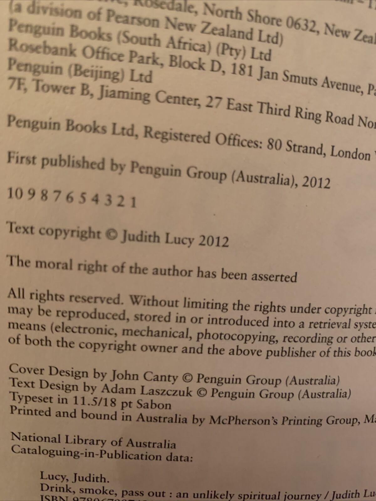 PB Drink Smoke Pass Out An Unlikely Spiritual Journey Judith Lucy 2012 Aussie