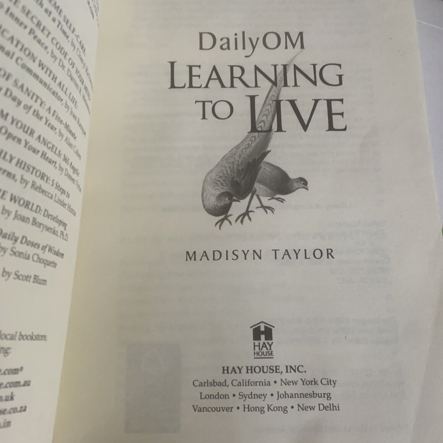 DailyOM Learning to Live by Madisyn Taylor PB  2011 New Age Spiritual Daily Om