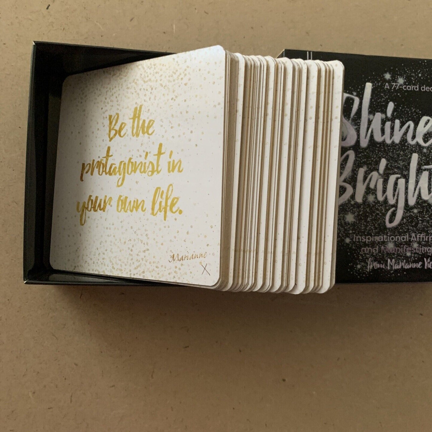 ORACLE CARDS SHINE BRIGHT  77 Card Deck Marianne Yiedich Gold Edge Gift Box NEW