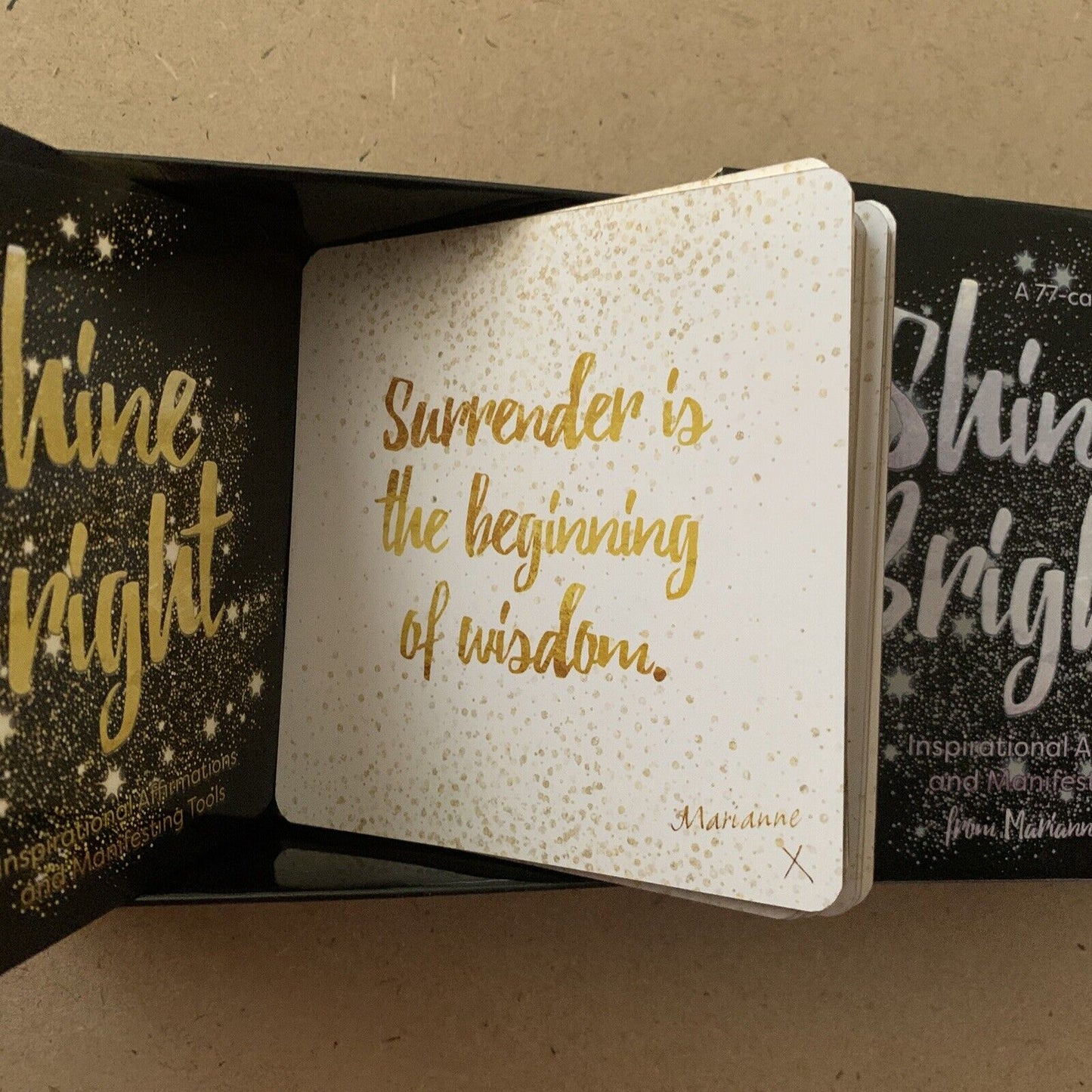 ORACLE CARDS SHINE BRIGHT  77 Card Deck Marianne Yiedich Gold Edge Gift Box NEW