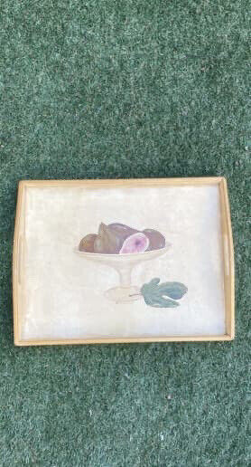 ANN FALSTER Serving Tray Design Australia Hand Painted Figs 1997 *Distress AE102
