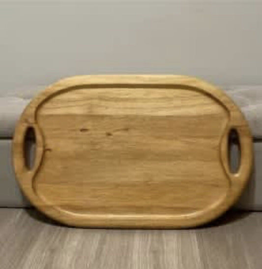 Large Wooden Serving Tray 52cm Oval Platter Cheese Board w Grip AE132