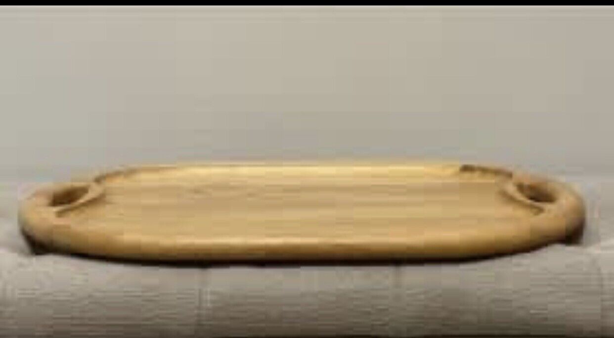 Large Wooden Serving Tray 52cm Oval Platter Cheese Board w Grip AE132