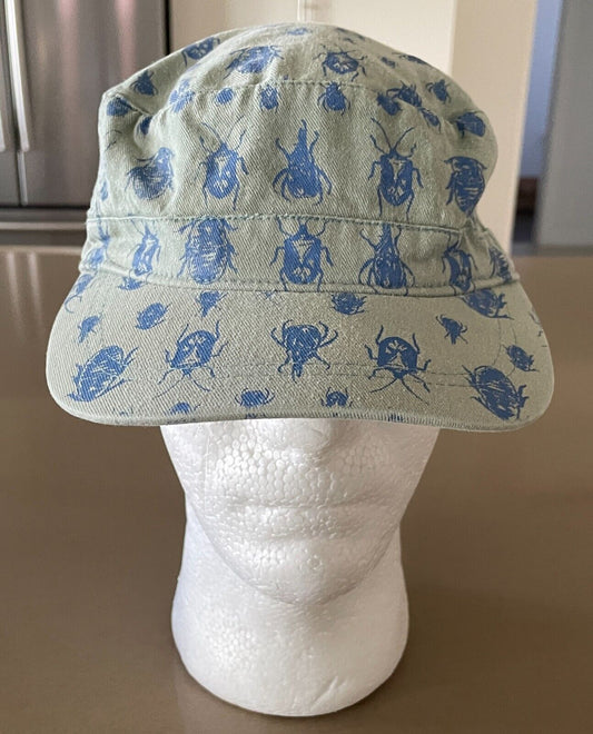 Baseball Cap COTTON ON KIDS Sage Green Blue Bug Print Breton Hat Size M L
