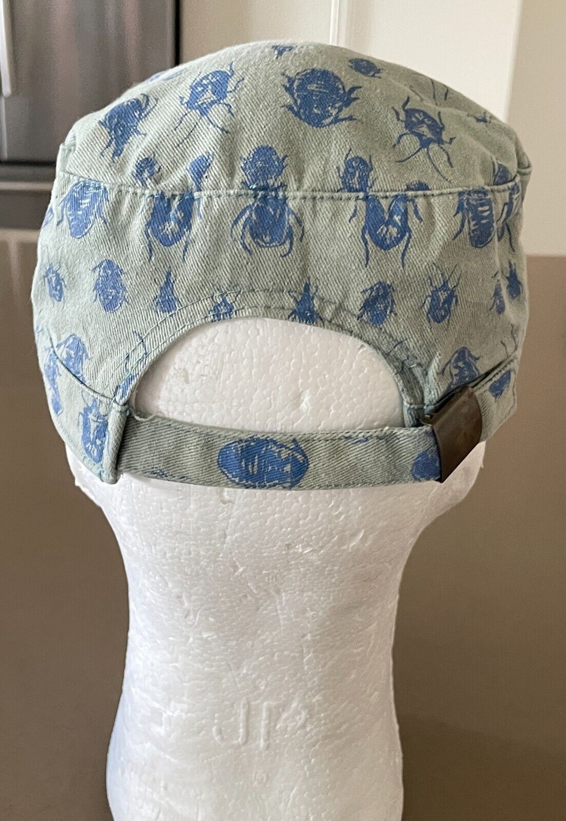Baseball Cap COTTON ON KIDS Sage Green Blue Bug Print Breton Hat Size M L