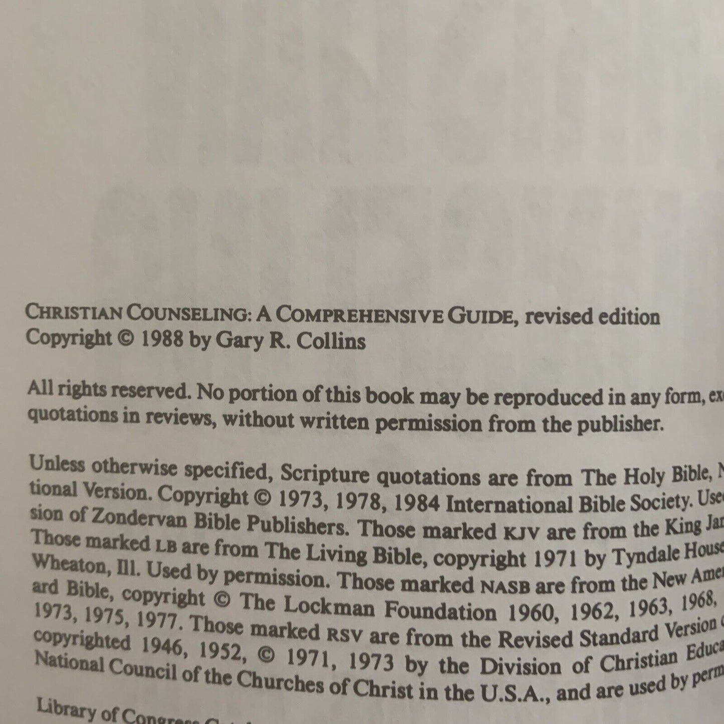 PB Book CHRISTIAN COUNSELLING Revised Edition by Gary R Collins 1988 Religious