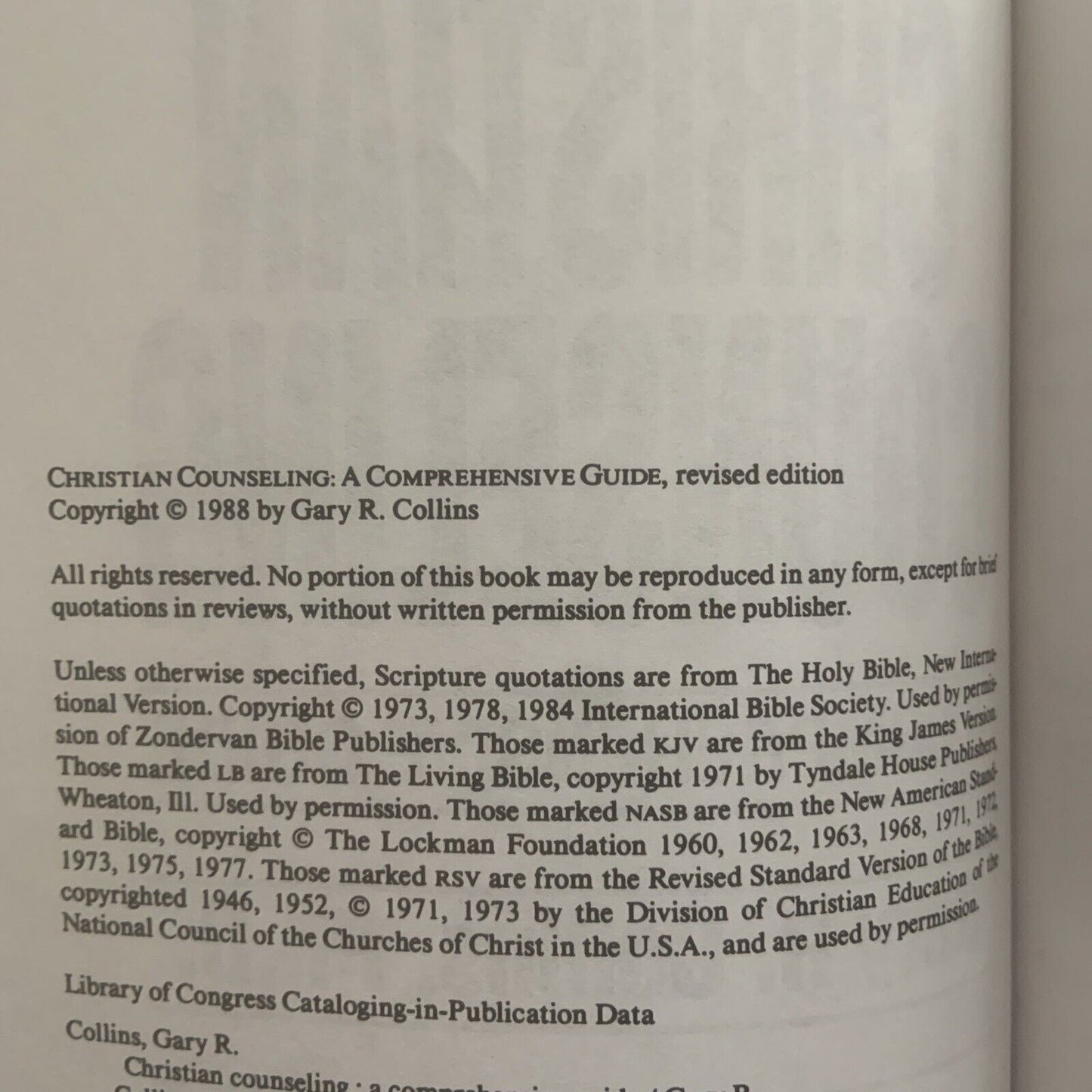 PB Book CHRISTIAN COUNSELLING Revised Edition by Gary R Collins 1988 Religious